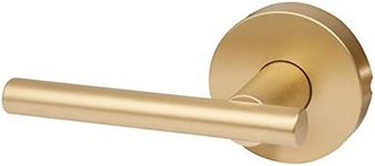 Designers Impressions Kain Design Satin Brass Dummy Non Turning Euro Door Lever Hardware for Closet Doors (Non- Functioning)