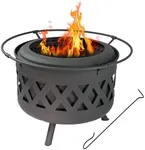 Sunnydaze 30-Inch Crossweave Smokeless Wood-Burning Fire Pit with Cover and Poker - Steel Outdoor Smokeless Fire Pit for The Backyard