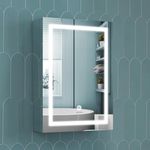 Plantex Premium 304 Stainless Steel Bathroom Cabinet with LED Mirror/Bathroom Organiser/Bathroom Shelf for Wall with Mirror (14x20 Inch-LED/Chrome)