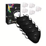 Xtore Certified N99 FDA CE Washable mask with Replaceable 5 layer filter - (Pack of 5 mask and 10 filters, Black)