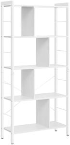 VASAGLE estantería, estantería, Estante de Escritorio de 5 Pisos, Estante Independiente, estantería Abierta, Grande, Estructura metálica, Estilo Moderno, Blanco Arce y Blanco Nube LBC012W44