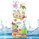 Capslpad Bathtub Mat Non Slip Anti Mould 40x100 cm Cartoon Submarine Bath Mats Extra Large Soft Bath Seat Mat with Suction Cups & Drain Holes Machine Washable Sea Animals Bath Mat