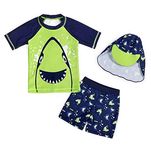 AmzBarley Boys Shark Swimsuit UV Sun Protection Swimwear Childs Kids Rash Guard Swimming Costumme Pool Beach Holiday Bathing Suit Swim Wear Green 3-4 Years 5T