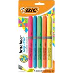 BIC Brite Liner Grip Highlighter, Chisel Tip (1.6 mm), Assorted Colours, For Broad Highlighting & Fine Underlining, 5-Count