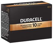 Duracell - CopperTop C Alkaline Batteries with recloseable Package - Long Lasting, All-Purpose C Battery for Household and Business - Pack of 12