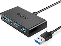 ORICO 4-Port USB 3.0 hub, USB hub 3.0 with Power Supply Port[Charging Not Supported], 5 ft Data Cable for Desktop, iMac, Surface Pro, XPS, USB Flash Drives, Mobile HDD, and More - Black