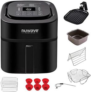 Nuwave Brio 6-Quart Healthy Digital Smart Air Fryer with Probe One-Touch Digital Controls, Advanced Cooking Functions, Removable Divider Insert & Grill Pan (NEW ACCESSORY)