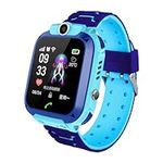 PTHTECHUS kids Smartwatch Phone LBS Tracker, Touchscreen Kids Smart Phone Watch with Camera Pedometer SOS Compatible for Android and iOS, Boys Girls Anti-Lost Children's Gift, Blue