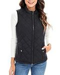 Xeoxarel Women's Quilted Puffer Vest, Lightweight Zip Padded Casual Outerwear Gilet Black M