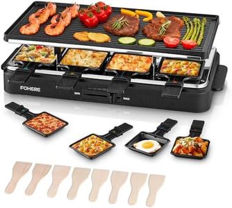 FOHERE Raclette Grill, 2 in 1 Raclette Table Grill Indoor, 1500W Korean BBQ Grill Electric Griddle with Reversible Non-stick plate, Adjustable Temp Control and 8 Paddles for Parties and Family Fun