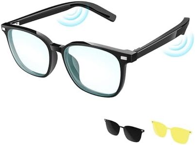 QJF Magnetic Clip-On Bluetooth Glasses, 3-in-1 Interchangeable Lenses (Blue Light, UV400, Night Vision) Smart Audio Eyewear, Built-in Mic & Speaker, Clear Calling for Driving Music Work