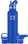 IRON °FLASK Sports Water Bottle - 3 Lids (Narrow Straw Lid) Leak Proof Vacuum Insulated Stainless Steel - Hot & Cold Double Walled Insulated Thermos, Durable Metal Canteen - Cobalt, 24 Oz