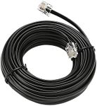 HAKUHO Telephone Line Cord Telephone Extension Cord Rj11 Male To Male Cable Or Landline, Phone, Modem Or Fax Machine (Black, 20 Meter) 2 Pin, 1 Line