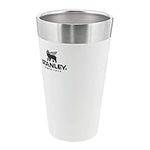 Stanley Adventure Stacking Beer Pint 0.47L - Travel Mug Keeps Beer Cold For 4 Hours - Stainless Steel Beer Mug - Stacks Infinitely - Double Wall Vacuum Insulation - Dishwasher Safe - Polar White