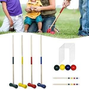 LARS360 Krocket Set – Krocket Croquet Juego de jardín de madera, juego para 4 jugadores al aire libre