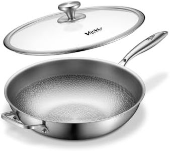 VocVoi Titanium Pans for Cooking,13 inch Uncoated Hammered Titanium Pro Non Stick Wok Pan with Lid,Induction & Oven-Safe,PFAS Free Cookware