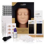 LASHVIEW Professional Eyelash Extension Mannequin Head Kit with 4pc Removable Eyelids, Lash Kit for Beginners,Training Makeup and Eyelash Graft