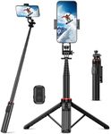 RISEOFLE 51”Selfie Stick Tripod, Aluminum Alloy Integrated Smartphone Tripod Stand with Wireless Remote Control Portable Retractable Cell Phone Tripod for iPhone/Samsung/GoPro/Android Phone