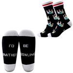 MBMSO 2 Pairs I'd Rather be Bowling Socks Funny Bowling Gifts Bowling Ball Socks Bowling Lover Gifts Bowling Team Gifts, Bowling Socks, 10.5-11.5