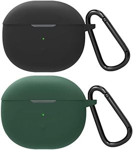 Compatible with SoundPEATS Air3 Deluxe Case Cover, Lamshaw Soft Silicone Protective Cover with Keychain for Women Men Compatible with SoundPEATS Air 3 Deluxe Earbuds Case (2-Black+Green)