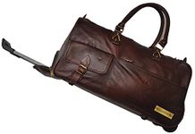 Bag Jack Natural Grain Leather | Handcrafted | The Ultimate in Travelling | Leather Cabin Bag | Leather Trolley Bag | 22 Inch (Brown) | Canum
