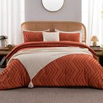 Litanika Full Size Comforter Sets Burnt Orange Boho Lightweight Full Bed Set, Terracotta Fluffy Bedding Set & Collections, 3 Pieces Rust Tufted Design (79x90Inches, 1 Comforter and 2 Pillow Shams)