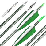 surwolf 31" Carbon Arrows Archery Hunting Arrows 500 Spine with Feathers Fletched Target Practice Arrows for Archery Compound & Recurve & Long Bow 6/12pcs (12, green)