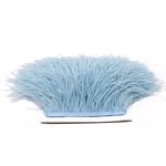 FQTANJU 2 Yards Soft & Natural Ostrich Feathers Fringe Trims Ribbon Used for Dress, Sewing, Craft Clothing, Lighting Decoration, Clothing DIY, etc. (Light Blue)