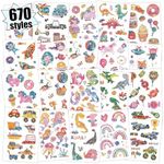 Partywind 670 Mixed Styles (56 Sheets) Glitter Kids Tattoos, Surprise Party Supplies Favors with Dinosaur/Mermaid/Space, Goodie Bag Stuffers Birthday Games Prizes for Boys Girls