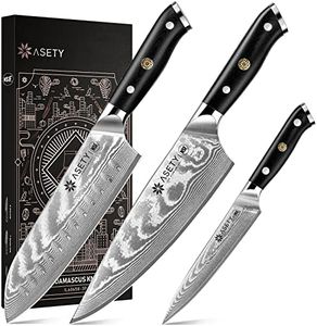 ASETY Damascus Knife Set 3 PCS, NSF Food-Safe Japanese Kitchen Knife Set with VG10 Steel Core, Ultra-Sharp Professional Chef Knife Set and Full Tang G10 Handle, Elegant Box