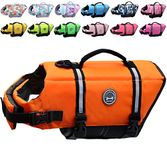 VIVAGLORY Ripstop Dog Life Jacket for Small Medium Large Dogs Boating, Dog Swimming Vest with Enhanced Buoyancy & Visibility, Bright Orange, XXS