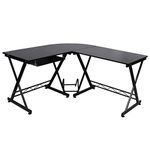 VASAGLE Corner Desk, L-Shaped Computer Desk, for Study and Games, Space Saving, Easy Assembly, 138 x 150 x 75 cm, Black LCD402B