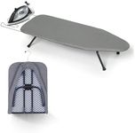 100 * 30.5 * 15CM Foldable Tabletop Ironing Board with Iron Rest, Portable Ironing Board with Folding Legs and Heat Resistant Cover, Black