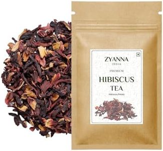 Zyanna Hibiscus Tea - Dried Hibiscus Flower Petals (100g-50 Cups) Traditional Caffeine-Free Tea-Refreshing Tart Flavor, Brew Hot or Iced Tea