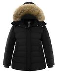 Wantdo Women's Winter Plus Size Warm Faux Fur Hood Coat Windproof Outerwear Black 2X