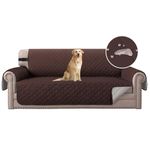 H.Versailtex Reversible Sofa Cover Furniture Protector, 3 Seater Sofa Couch Covers for Kids with Adjustable Elastic Straps, Water Resistant Sofa Slipcovers for Pets/Dogs(Brown/Beige)