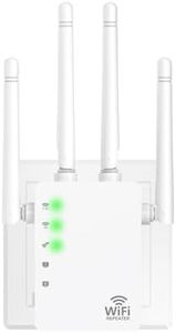 WiFi Extender, WiFi Extender Signal Booster Dual-Band(5.8G&2.4G) Coverage to 12880 sq. ft & 105 Devices, 1-Tap Setup, Supports Ethernet Port, Faster Speed, Compatible with Multiple Devices