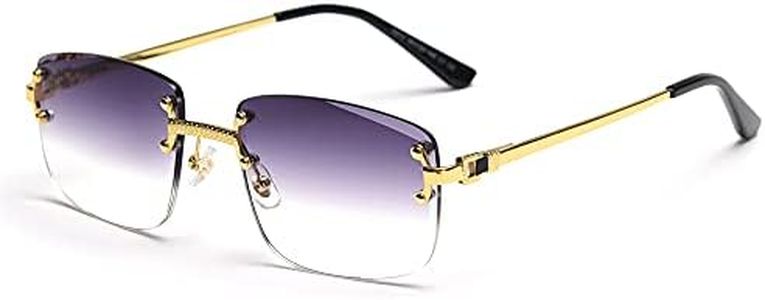kachawoo Gradient Lens Metal Sunglasses Rimless Square Blue UV400 Brown Women Frameless, Gold With Grey, Medium