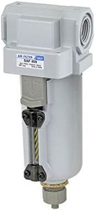 PneumaticPlus SAF400-N04B-MEP Compressed Air Particulate Filter 1.3cm NPT, 10 Micron - Metal Bowl, Manual Drain, Bracket