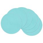 SHACOS Round Placemats Set of 6 Washable 15 inch Round Table Mats Cotton Polyester Woven Braided Place Mats for Dining Table (Aqua, 6)