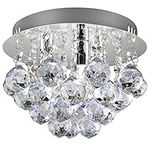 Modern Small Round Chandelier Ceiling Light Droplet Effect Mini Flush Mount Reflective Base M0070