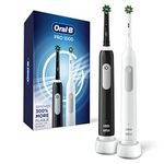 Oral-B Pro 1000 Electric Toothbrush Twin Pack, Black and White, Rechargeable Power Toothbrush, 2 Count