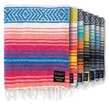 Mexican Blanket: Authentic Falsa Blankets Thick Soft Woven Acrylic for Yoga or as Beach Throw, Picnic, Camping, Travel, Hiking, Adventure (Coral)