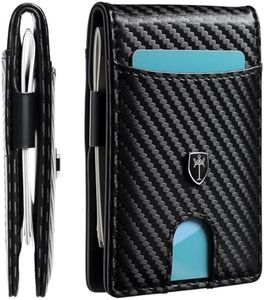 Tipmile Mens Wallet Slim Minimalist Leather Card Holder Wallets RFID Blocking Bifold Front Pocket for Men as Ideal Gifts Box (Carbon Fiber Black)