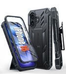 FNTCASE for iPhone 16 Phone Case: Military Grade Rugged Cell Phone Cover with Kickstand & Holster | Shockproof TPU Protection Bumper Matte Textured Design for iPhone 16 Cases 6.1inch