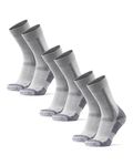 DANISH ENDURANCE 3-Pack Merino Wool Hiking Socks, Anti-Blister Padding, Moisture-Wicking, for Men, Women & Kids, Light Grey, Medium