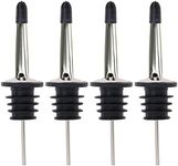 ZningEsxi 4 Pack Stainless Steel Liquor Bottle Speed Pourers Tapered Spout Dispenser with Rubber Dust Caps Covers Fit About 3/4" Bottles Lip - Black