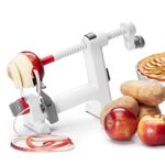 Starfrit Apple Pro Peeler, Corer and Spiralizer - Easily Peels All Types of Apples and Potato Shapes - Spring Loaded Arm Adapts to Various Shapes - Bonus Spiralizer Function