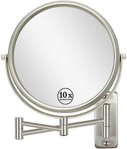 Erlingeryi 8" Wall Mounted Makeup Mirror 1X/ 10x Magnifying Mirror Double Sided Vanity Makeup Mirror for Bathroom Nickel Brush Finish