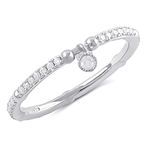 Sterling Silver Cz Thin Stackable Dangling Charm Ring - Size 8